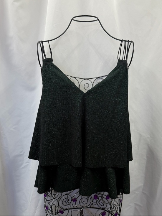 Zara Tops - NWT Zara green glitter tiered flowy cami size L